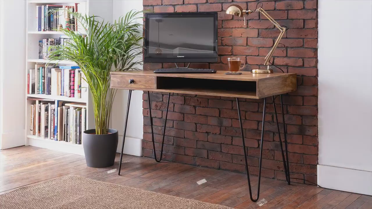 Acacia Wood Hairpin Leg Home Desk