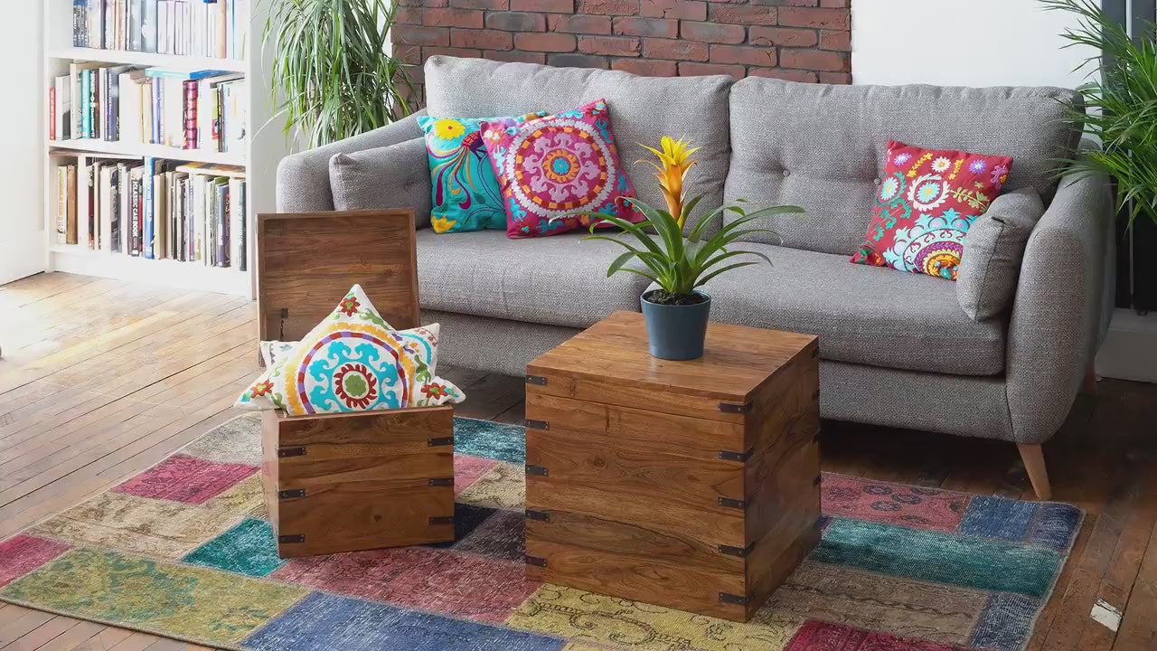 Acacia Nest of chests coffee table side table with storage