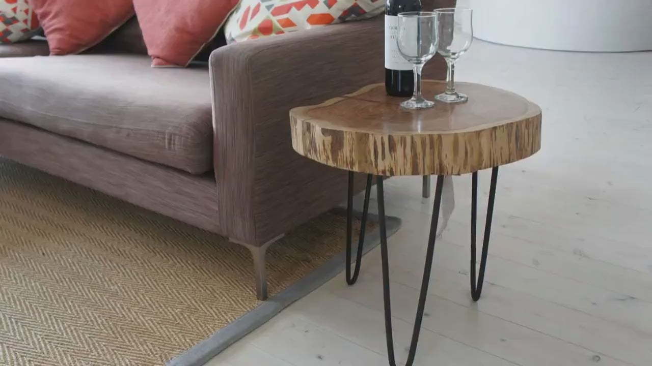 Acacia wood Trunk Slice Side Table Large