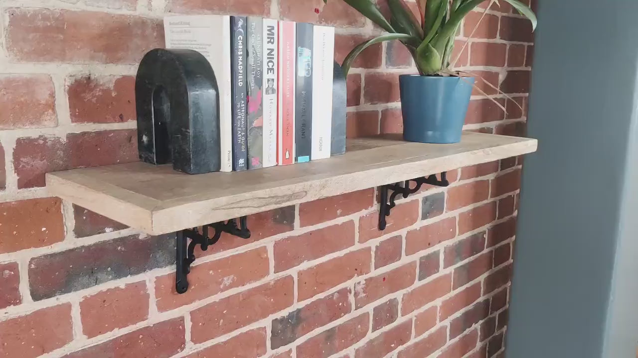 Mango wood Shelf Cast Iron brackets 90/120cm